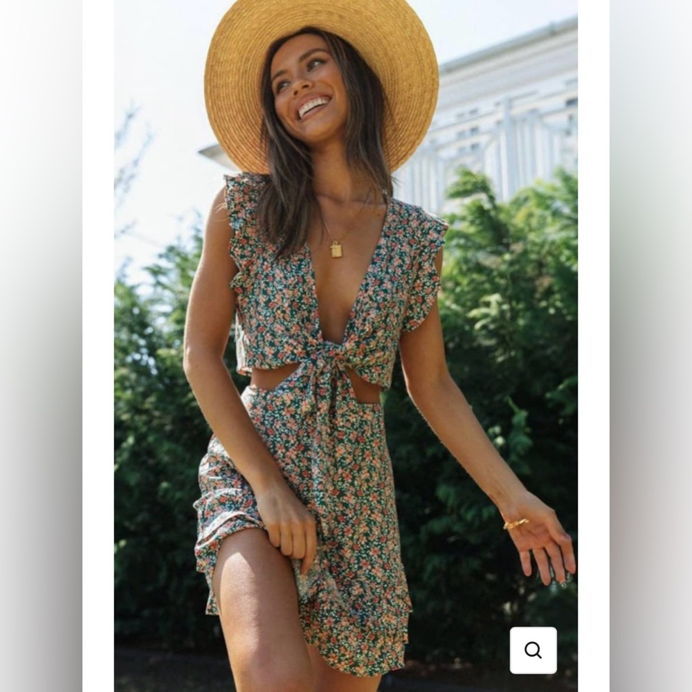 Floral Knot Top and Skirt Matching set